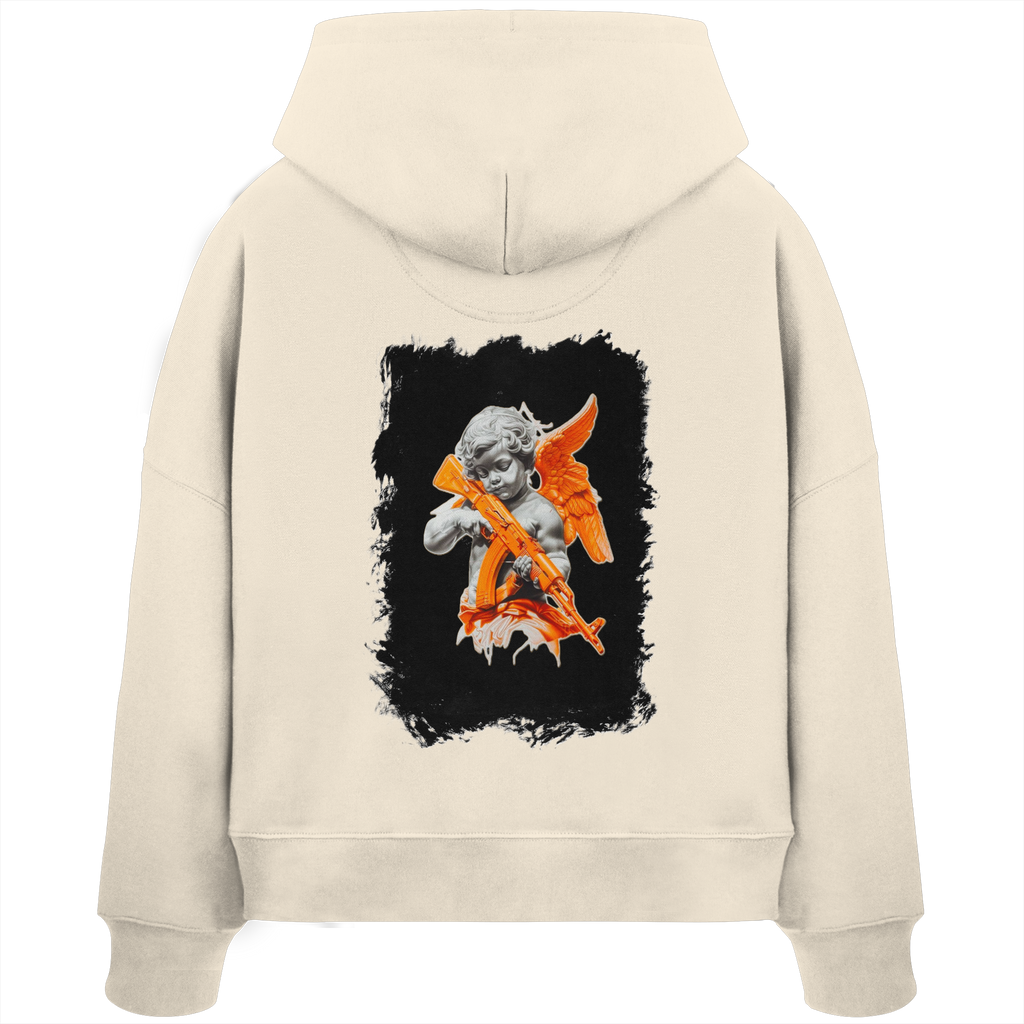 Angel with the AK - Womens Organic Boxcut Hoodie
